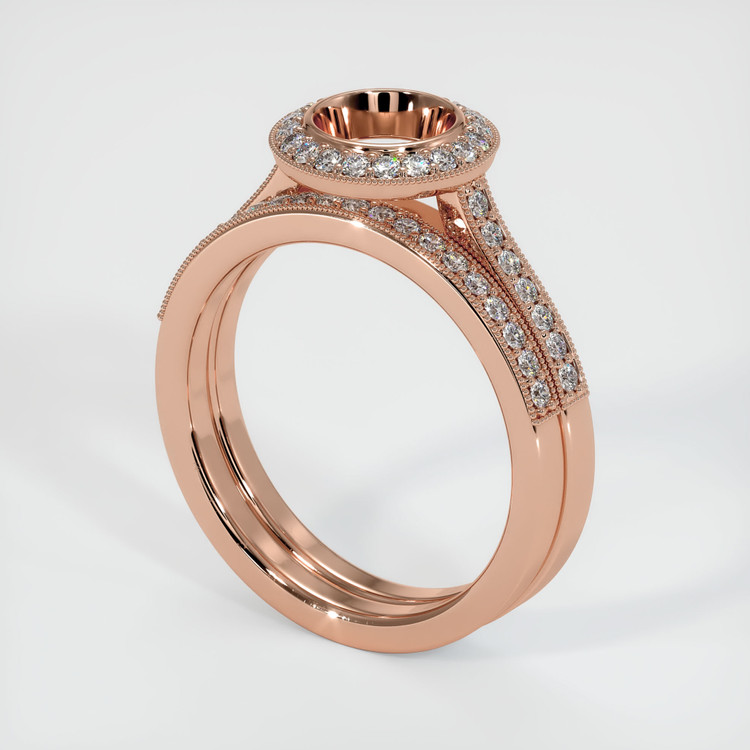 14K Rose Gold Pave Ring Setting