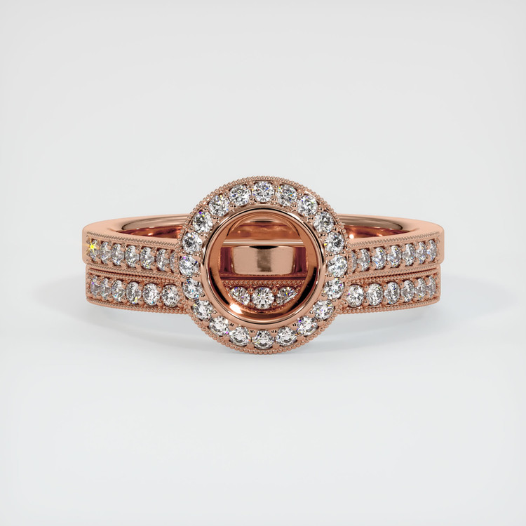 14K Rose Gold Pave Ring Setting