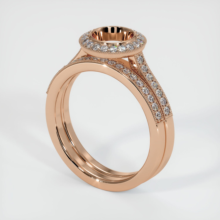18K Rose Gold Pave Ring Setting