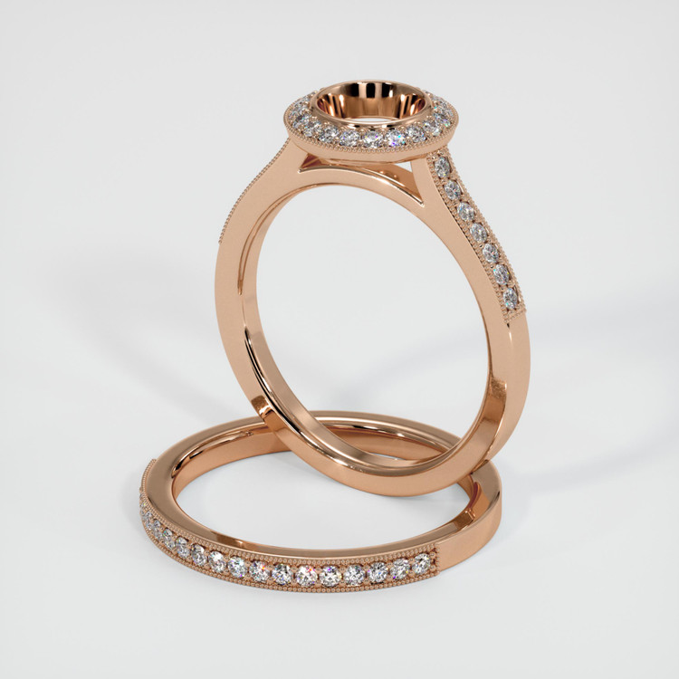 18K Rose Gold Pave Ring Setting