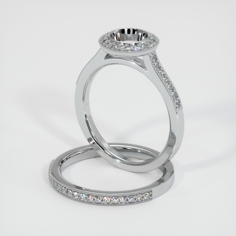 14K White Gold Pave Ring Setting