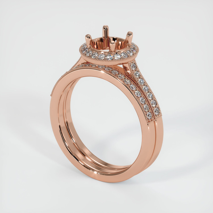 14K Rose Gold Pave Ring Setting