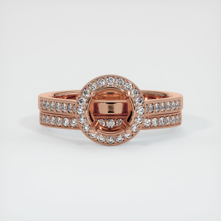 14K Rose Gold Pave Ring Setting