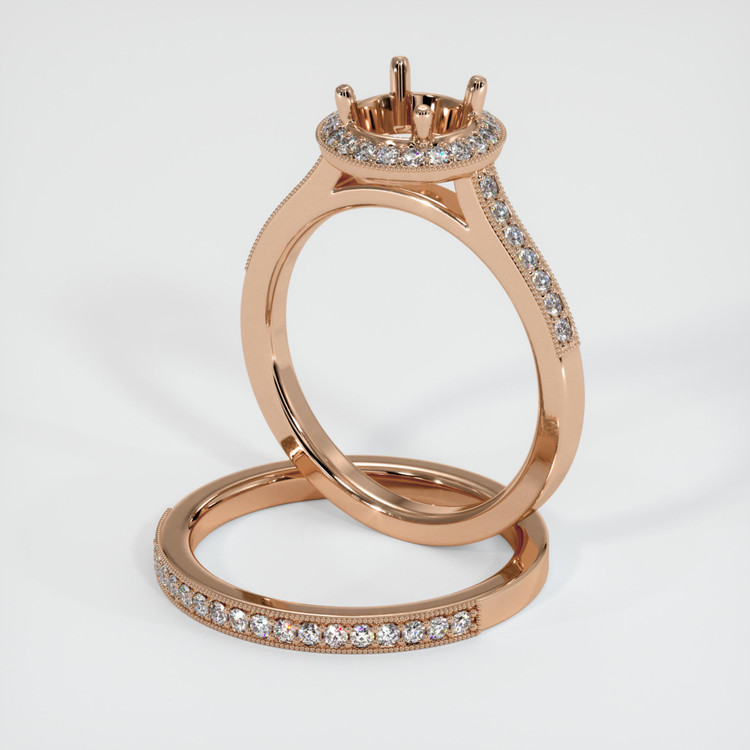 18K Rose Gold Pave Ring Setting