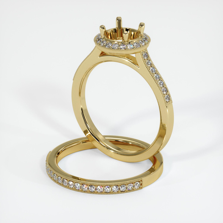 14K Yellow Gold Pave Ring Setting