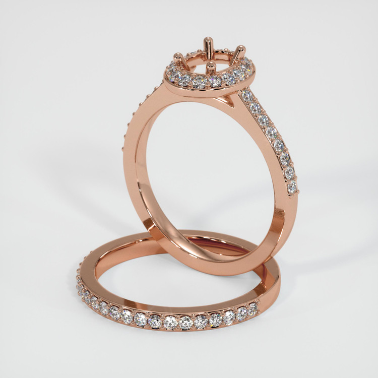 14K Rose Gold Pave Ring Setting