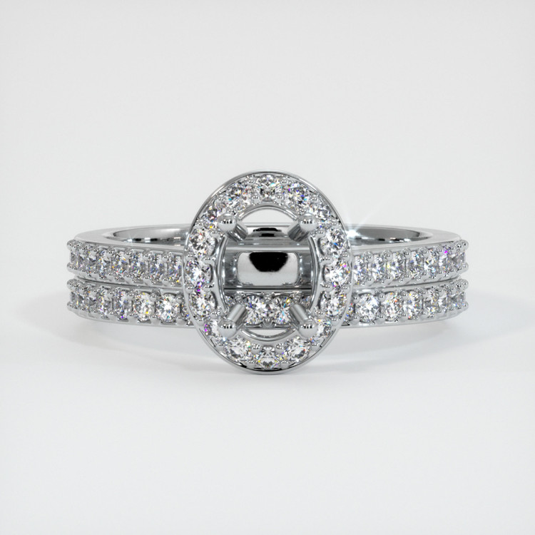 14K White Gold Pave Ring Setting