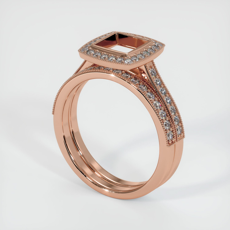 14K Rose Gold Pave Ring Setting