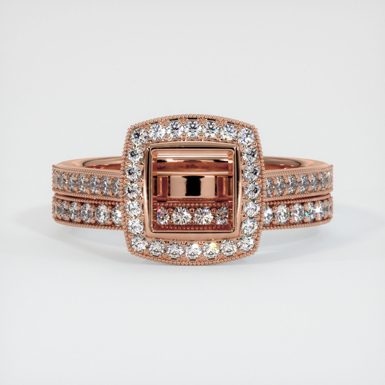 14K Rose Gold Pave Ring Setting