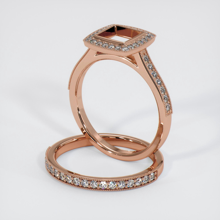 14K Rose Gold Pave Ring Setting