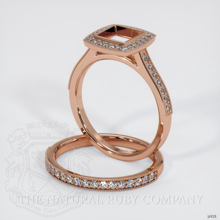 14K Rose Gold Pave Ring Setting