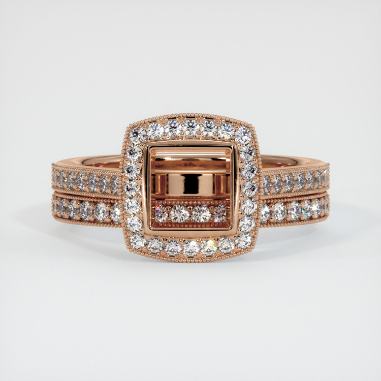 18K Rose Gold Pave Ring Setting