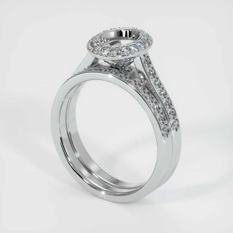 14K White Gold Pave Ring Setting