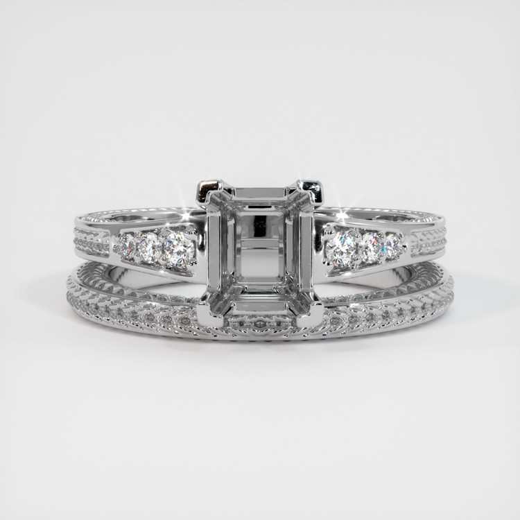 14K White Gold Antique Style Ring Setting