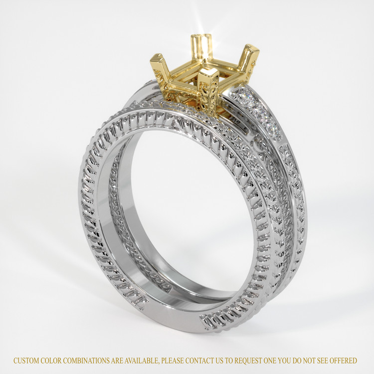 18K Yellow & White Antique Style Ring Setting