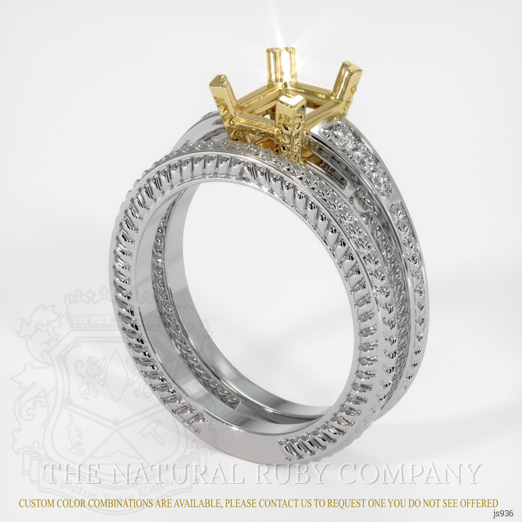 18K Yellow & White Antique Style Ring Setting