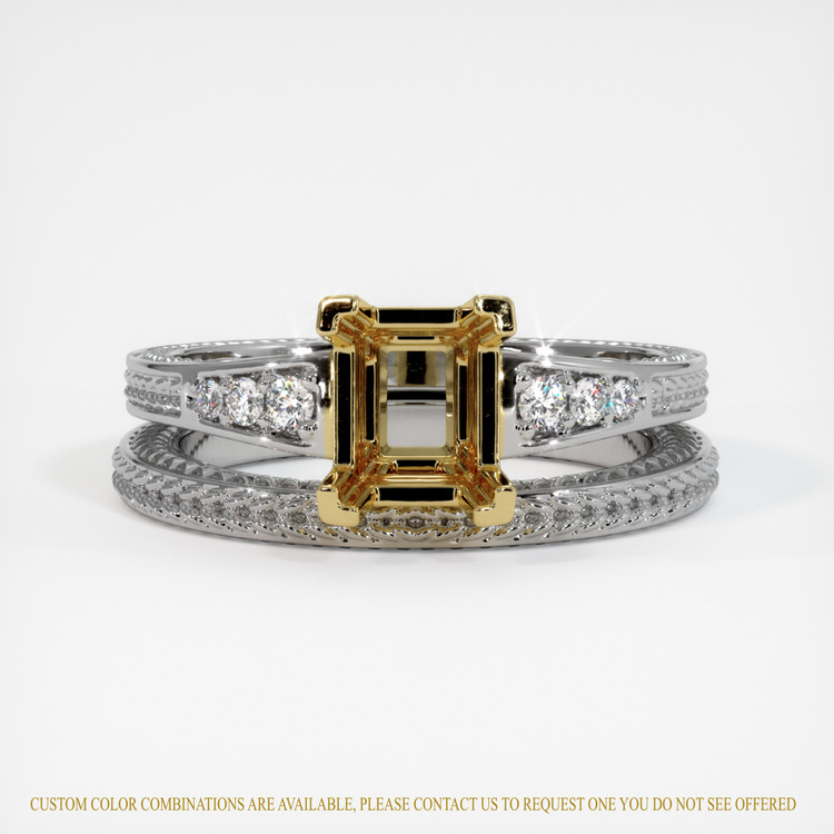 18K Yellow & White Antique Style Ring Setting