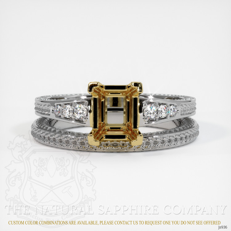 18K Yellow & White Antique Style Ring Setting
