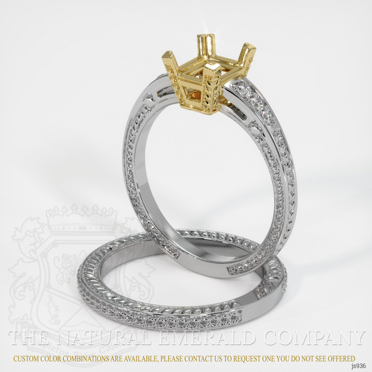 18K Yellow & White Antique Style Ring Setting