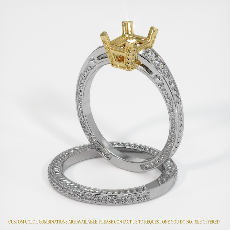 18K Yellow & White Antique Style Ring Setting