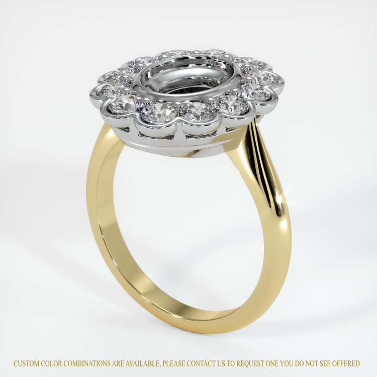 14K White & Yellow Antique Style Ring Setting