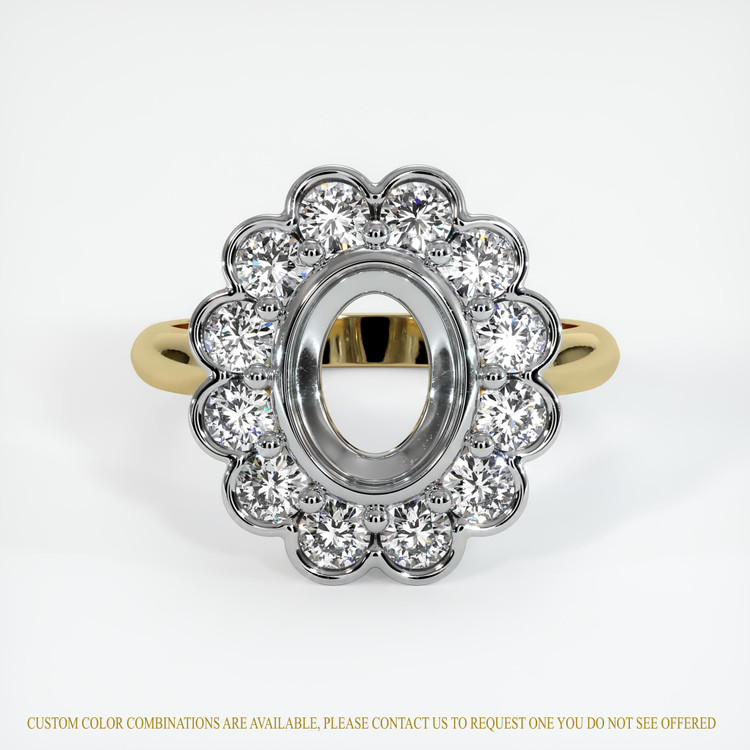 14K White & Yellow Antique Style Ring Setting