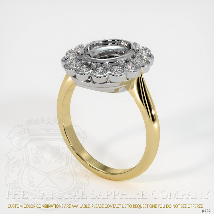 18K White & Yellow Antique Style Ring Setting