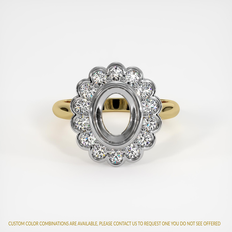 18K White & Yellow Antique Style Ring Setting