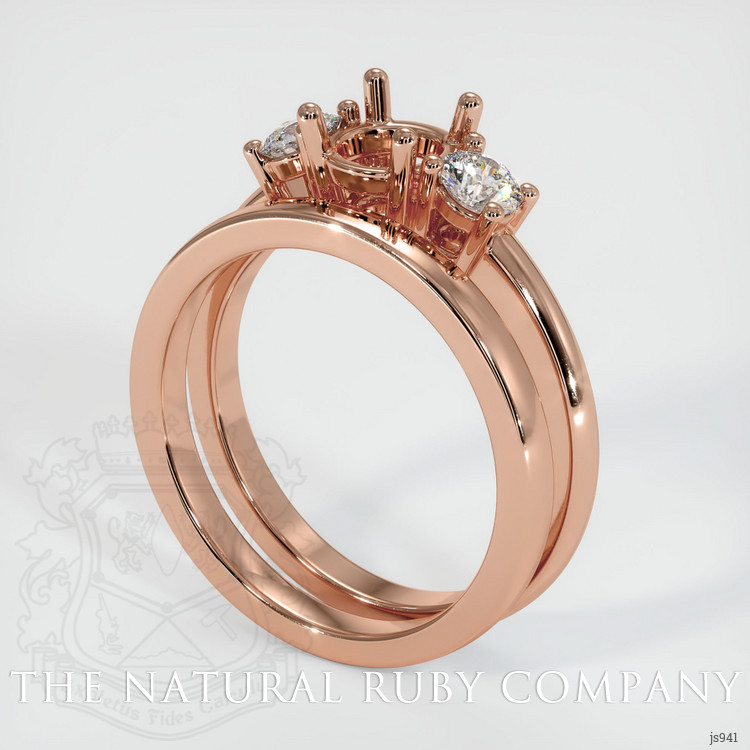 14K Rose Gold Three Stone Ring Setting