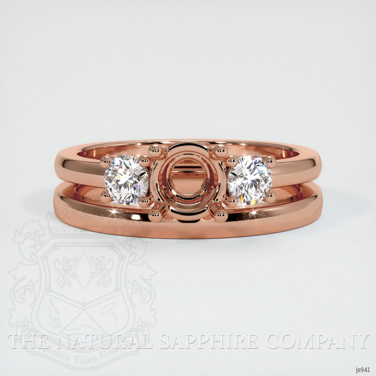 14K Rose Gold Three Stone Ring Setting