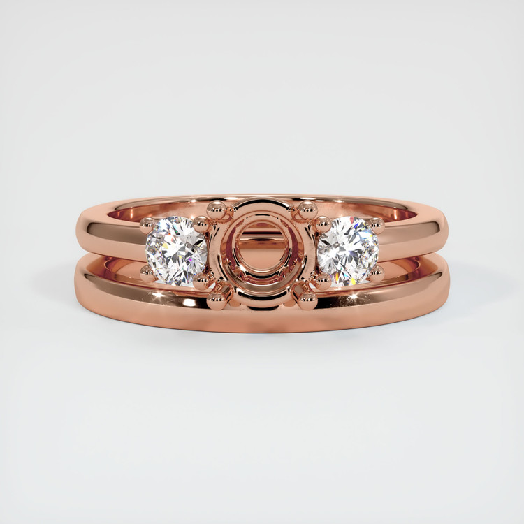14K Rose Gold Three Stone Ring Setting