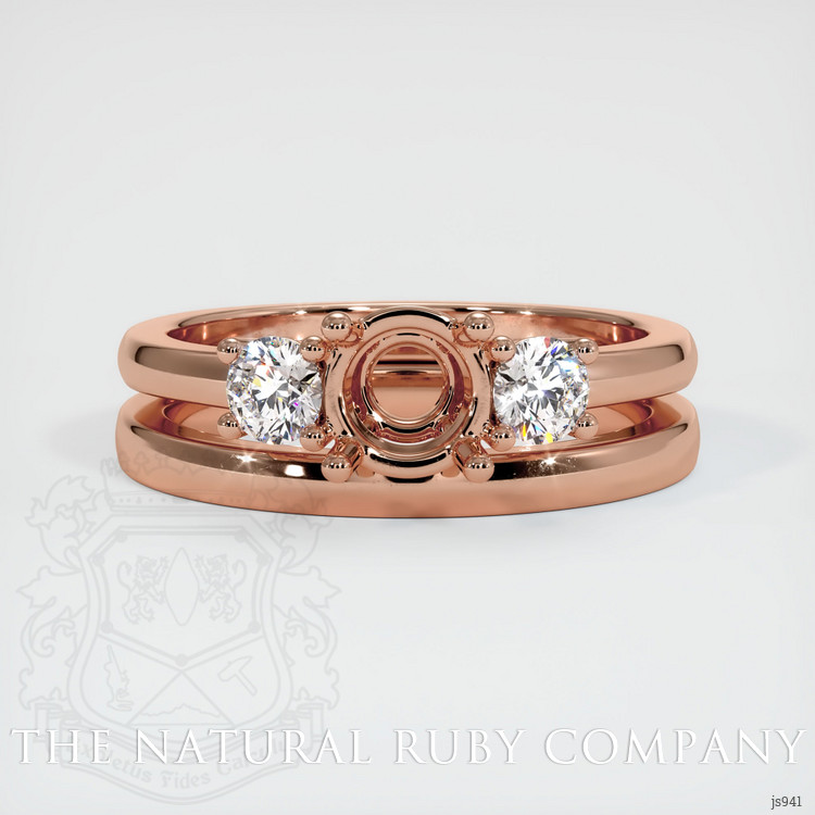 14K Rose Gold Three Stone Ring Setting