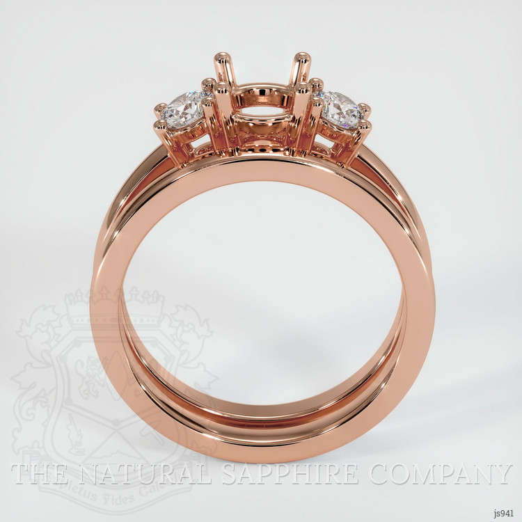 14K Rose Gold Three Stone Ring Setting