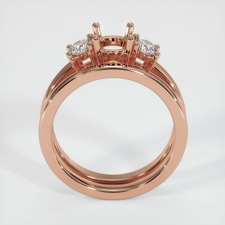 14K Rose Gold Three Stone Ring Setting