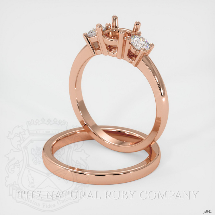 14K Rose Gold Three Stone Ring Setting