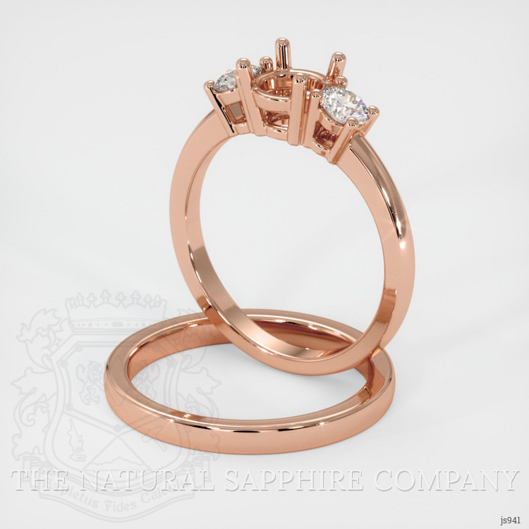 14K Rose Gold Three Stone Ring Setting