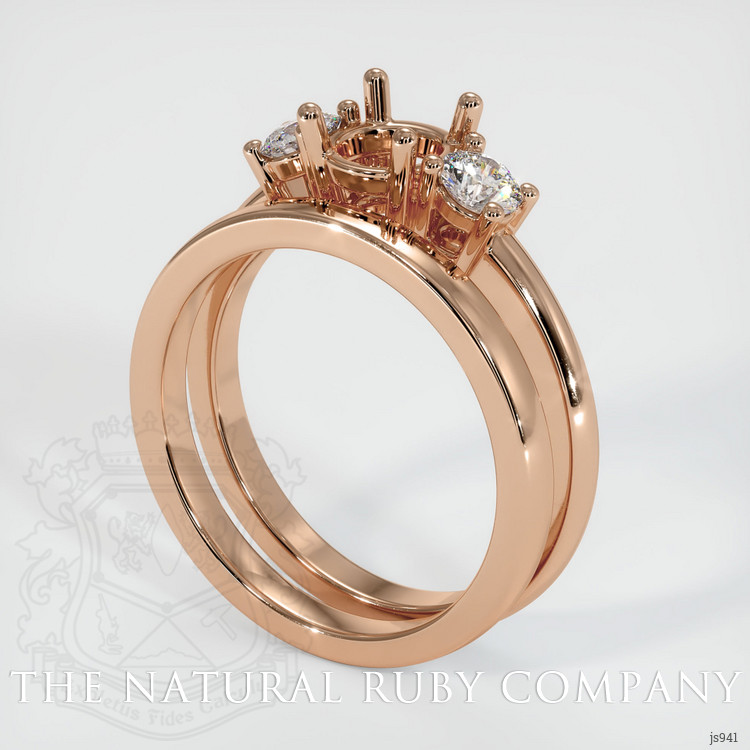 18K Rose Gold Three Stone Ring Setting