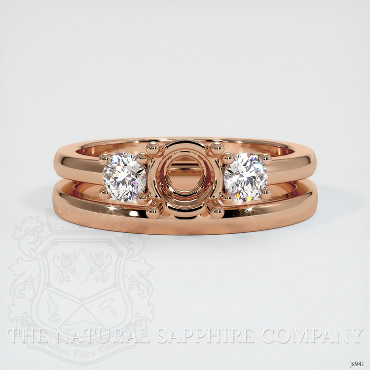 18K Rose Gold Three Stone Ring Setting