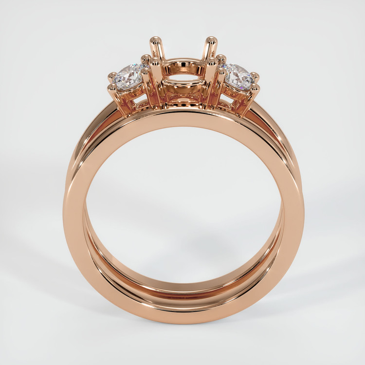18K Rose Gold Three Stone Ring Setting