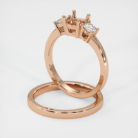 18K Rose Gold Three Stone Ring Setting Image