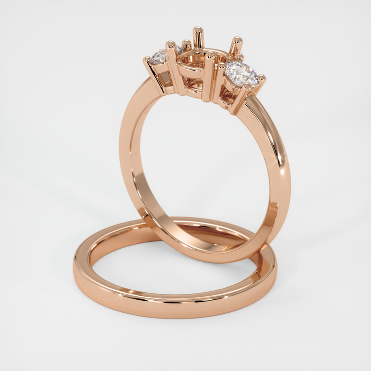18K Rose Gold Three Stone Ring Setting