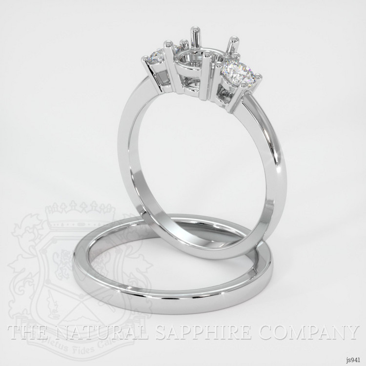 10K White Gold Three Stone Ring Setting