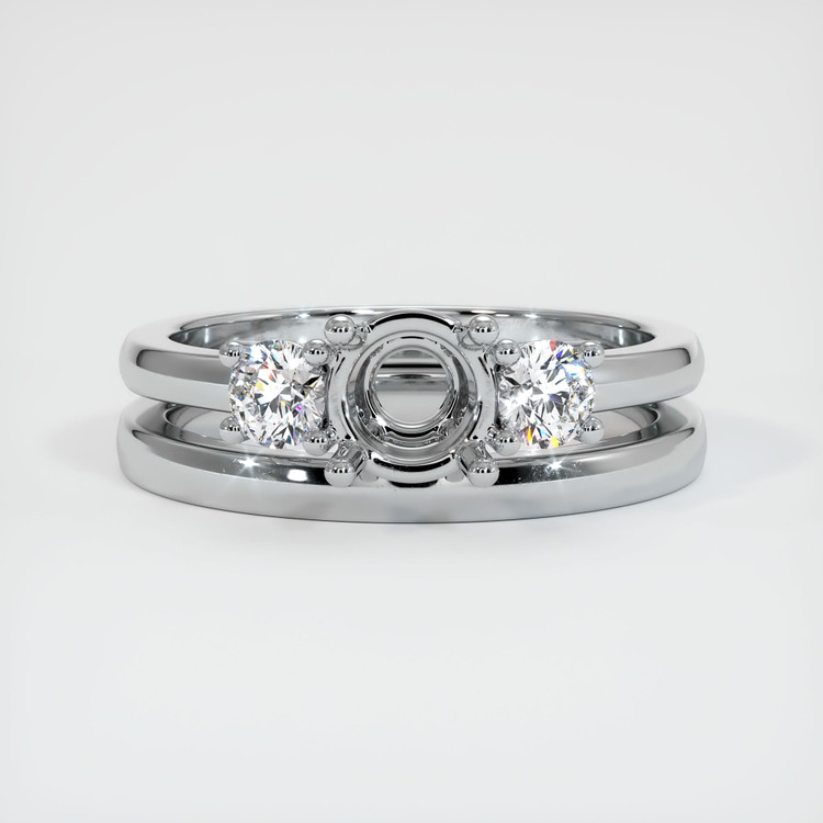 14K White Gold Three Stone Ring Setting