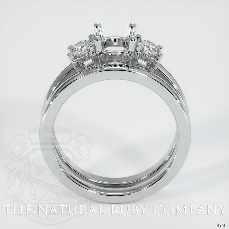 14K White Gold Three Stone Ring Setting