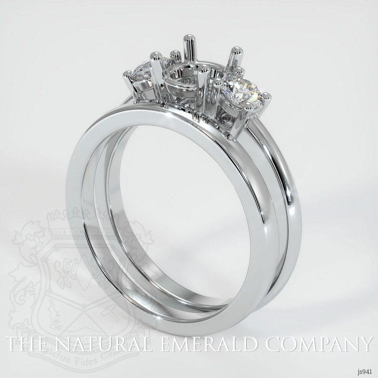 18K White Gold Three Stone Ring Setting