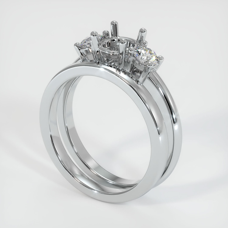 18K White Gold Three Stone Ring Setting
