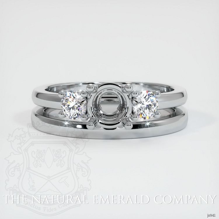 18K White Gold Three Stone Ring Setting