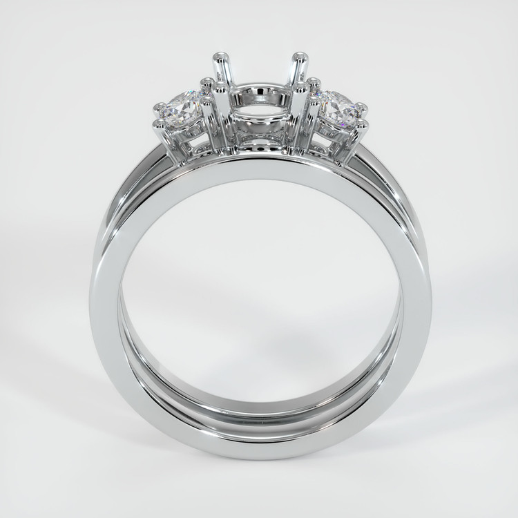 18K White Gold Three Stone Ring Setting