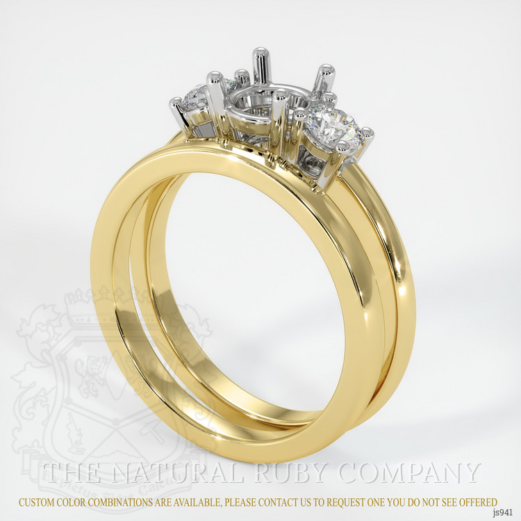 14K White & Yellow Three Stone Ring Setting