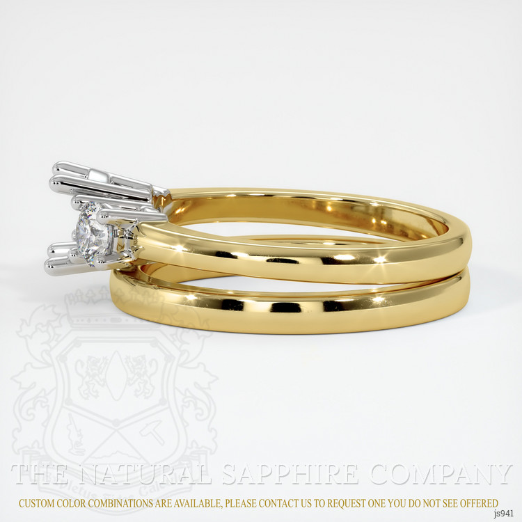 14K White & Yellow Three Stone Ring Setting